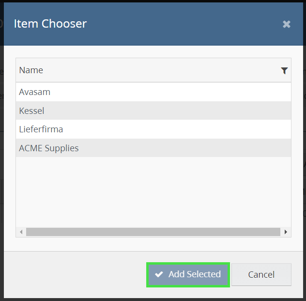 Location-Specific Suppliers - Add Selected