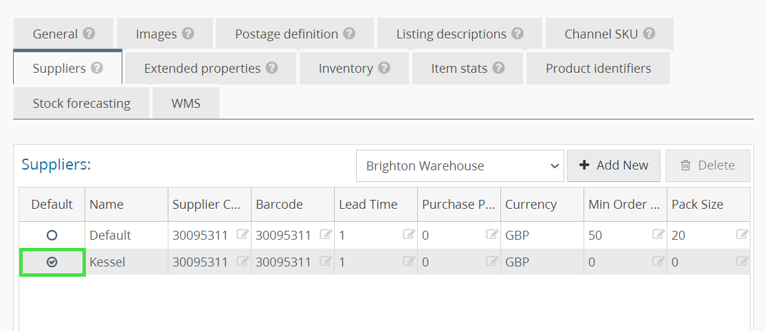 Location-Specific Suppliers - Mark as Default