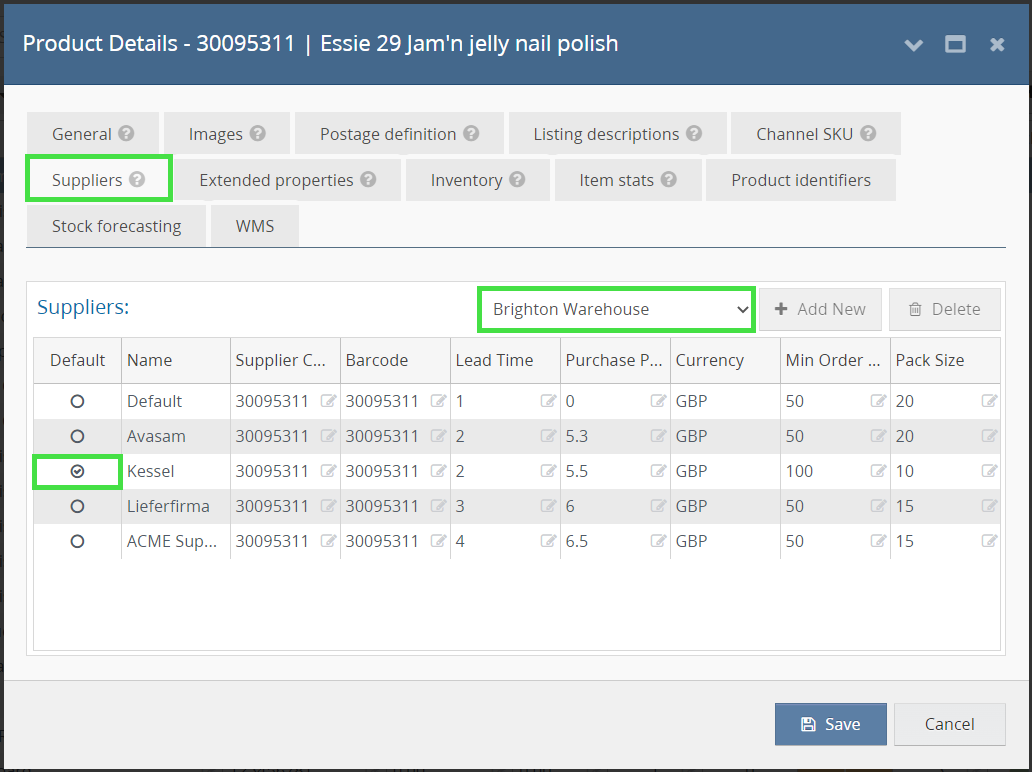 Product Details - Multi-Default Supplier