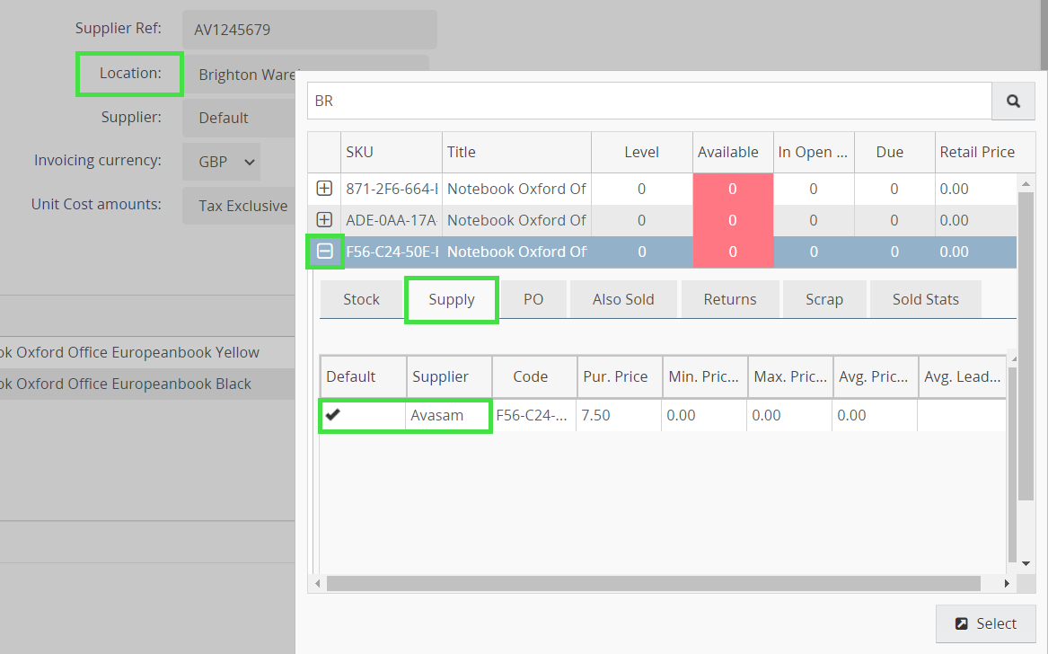 Stock Finder for the Location-Specific Supplier