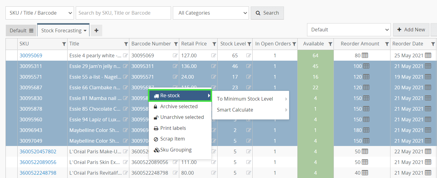 Restock Forecasting Articles